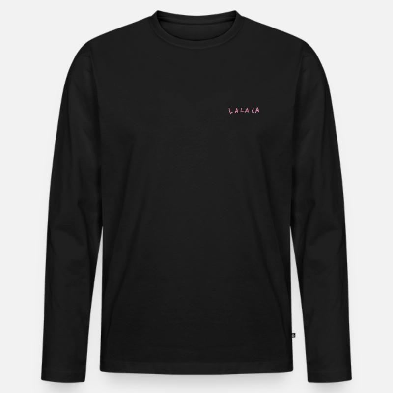 LA LA LA ricamato - Maglia a manica lunga ecologica premium da uomo - nero