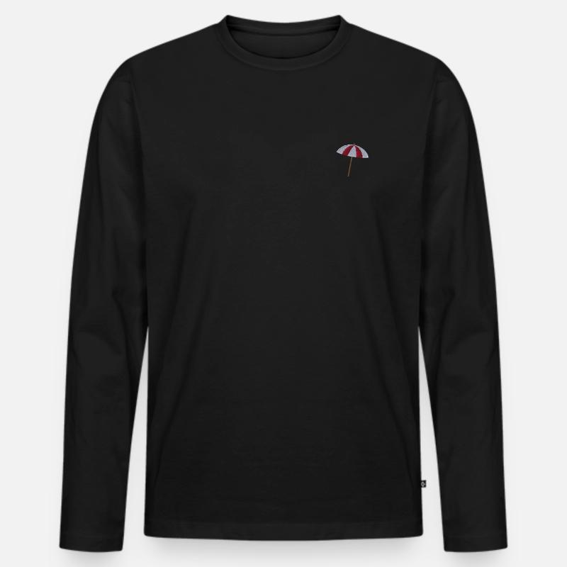 Sonnenschirm bestickt - Männer Premium Bio Langarmshirt - Schwarz