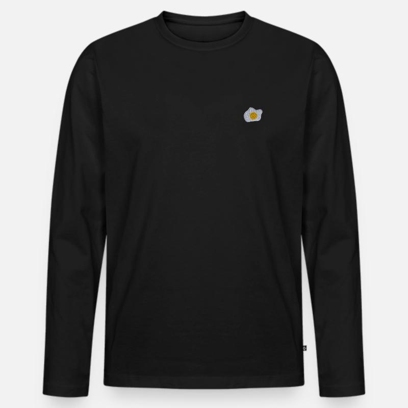 Spiegelei bestickt - Männer Premium Bio Langarmshirt - Schwarz