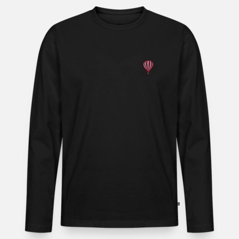 Heißluftballon bestickt - Männer Premium Bio Langarmshirt - Schwarz