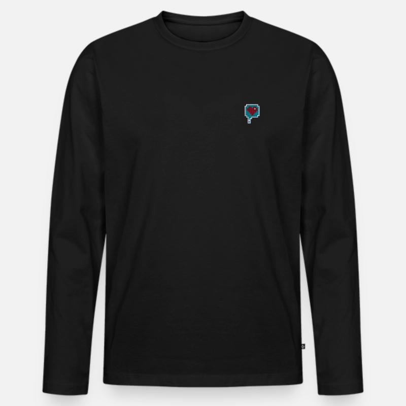 Pixelheart - Männer Premium Bio Langarmshirt - Schwarz