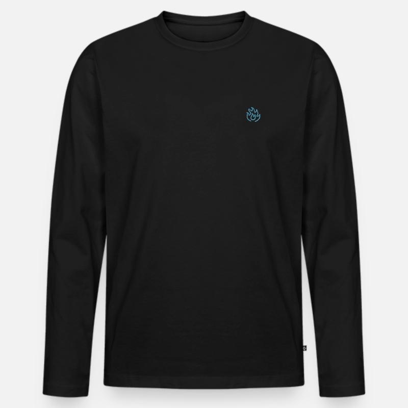 Flamme Blau - Männer Premium Bio Langarmshirt - Schwarz