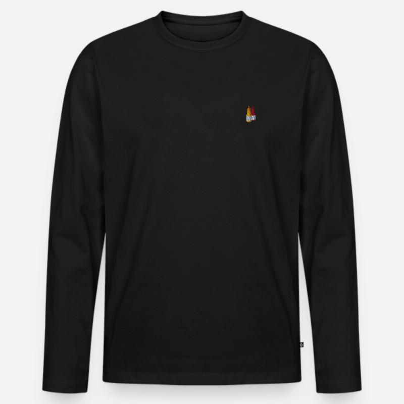 Ketchup und Senf bestickt - Männer Premium Bio Langarmshirt - Schwarz