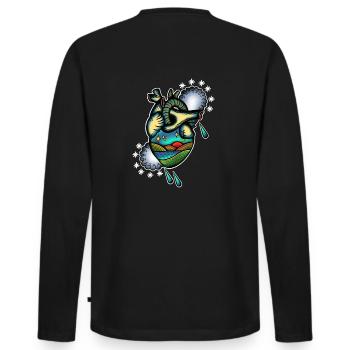 Landschaft - Männer Premium Bio Langarmshirt - Schwarz - Hinten - Nico (187cm)