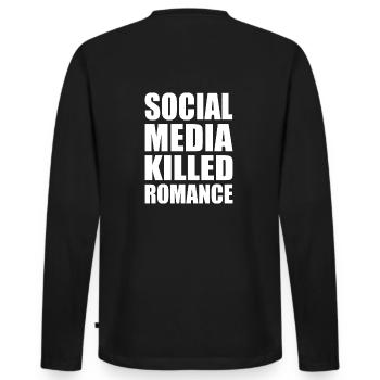 social media killed romance - Männer Premium Bio Langarmshirt - Schwarz - Hinten - Nico (187cm)