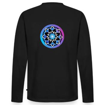 9 Mandala Schnüpel türkis pink Karife - Männer Premium Bio Langarmshirt - Schwarz - Hinten - Nico (187cm)