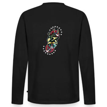 Herz schluckt - Männer Premium Bio Langarmshirt - Schwarz - Hinten - Nico (187cm)