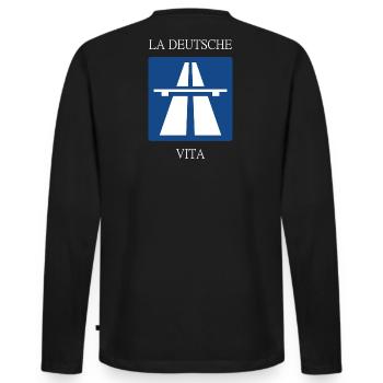 La deutsche Vita - Männer Premium Bio Langarmshirt - Schwarz - Hinten - Nico (187cm)