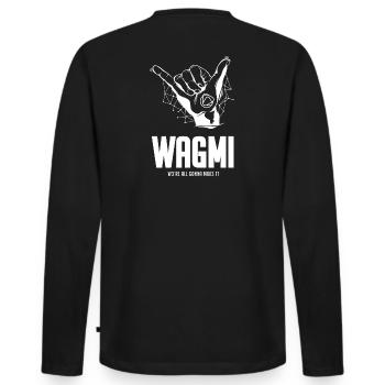 THE WAGMI v1 - We Are All Gonna make It – white - Männer Premium Bio Langarmshirt - Schwarz - Hinten - Nico (187cm)
