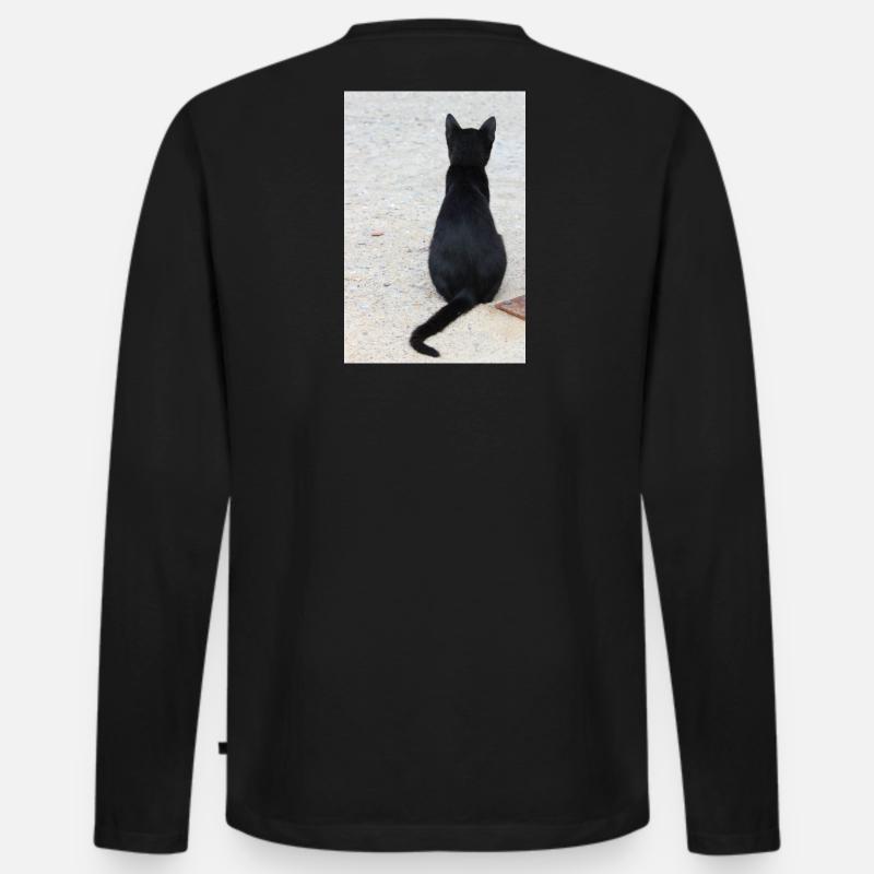Katze Kätzchen Katzenshirt Geschenk - Männer Premium Bio Langarmshirt - Schwarz