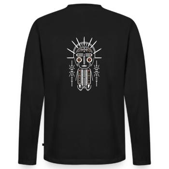 Funny and Crazy Voodoo Figure Design - Men's Premium Organic Long Sleeve Shirt - black - Back - Nico (187cm)