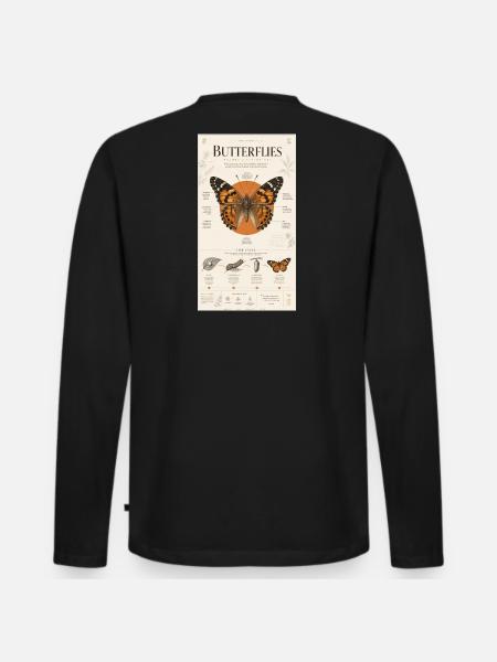 Butterfly Art Poster Nature Cycle - Men's Premium Organic Long Sleeve Shirt - black