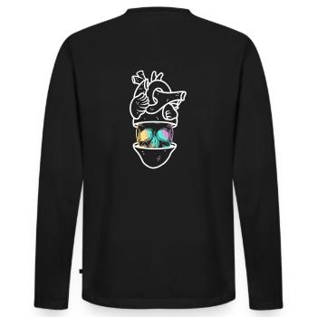 Heart Skull 3 white - Men's Premium Organic Long Sleeve Shirt - black - Back - Nico (187cm)