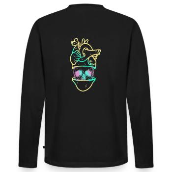 Herzschädel 3 gelb - Männer Premium Bio Langarmshirt - Schwarz - Hinten - Nico (187cm)