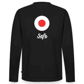 „Safe“-Design zum Statement setzen - Männer Premium Bio Langarmshirt - Schwarz - Hinten - Nico (187cm)