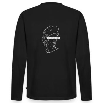 Overthinking Kunst E-Girl 90s retro Michelangelo - Männer Premium Bio Langarmshirt - Schwarz - Hinten - Nico (187cm)