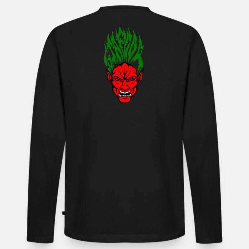 Stapooa Dämon Farbe - Männer Premium Bio Langarmshirt - Schwarz