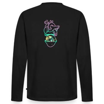 Heart Skull 1 pink - Men's Premium Organic Long Sleeve Shirt - black - Back - Nico (187cm)