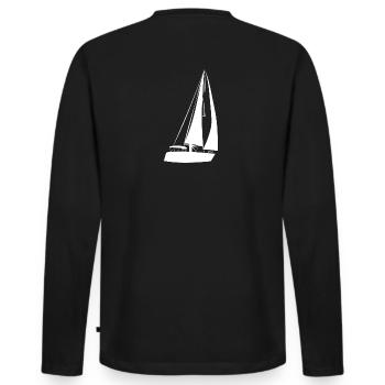 Segelschiff - Männer Premium Bio Langarmshirt - Schwarz - Hinten - Nico (187cm)