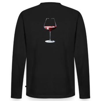 Verre de vin rouge - T-shirt manches longues Premium bio Homme - noir - Dos - Nico (187cm)