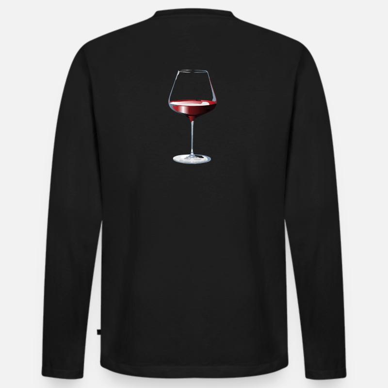 Glas Rotwein - Männer Premium Bio Langarmshirt - Schwarz