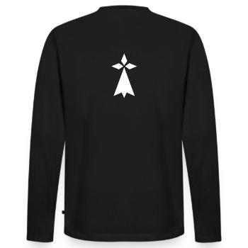 Hermine Bretagne - T-shirt manches longues Premium bio Homme - noir - Dos - Nico (187cm)