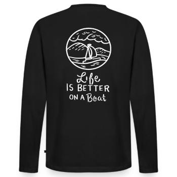 Sailing Sailing Boat - Men's Premium Organic Long Sleeve Shirt - black - Back - Nico (187cm)