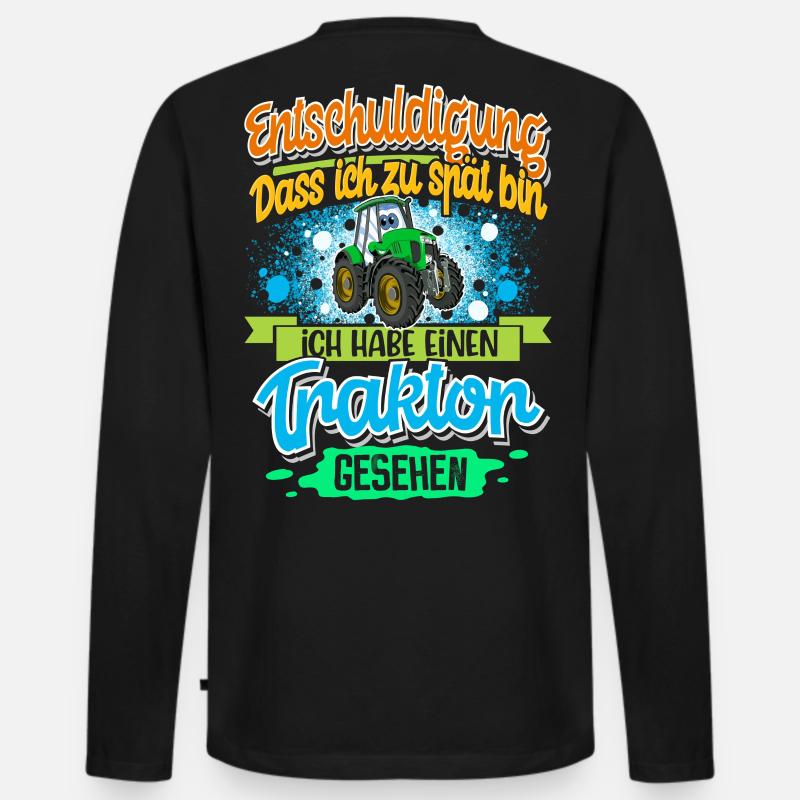 Traktor Lustiger Spruch Kinder - Männer Premium Bio Langarmshirt - Schwarz