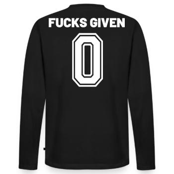 Zero Fucks Given – Bold 0 Logo - Männer Premium Bio Langarmshirt - Schwarz - Hinten - Nico (187cm)