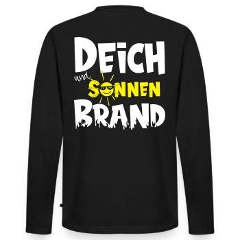 Deich und Sonnenbrand für Camping Urlaub - Männer Premium Bio Langarmshirt - Schwarz - Hinten - Nico (187cm)