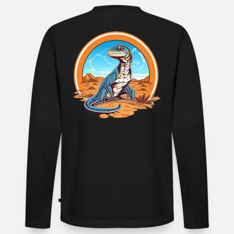 Lizard in Wüstenlandschaft Design - Männer Premium Bio Langarmshirt - Schwarz