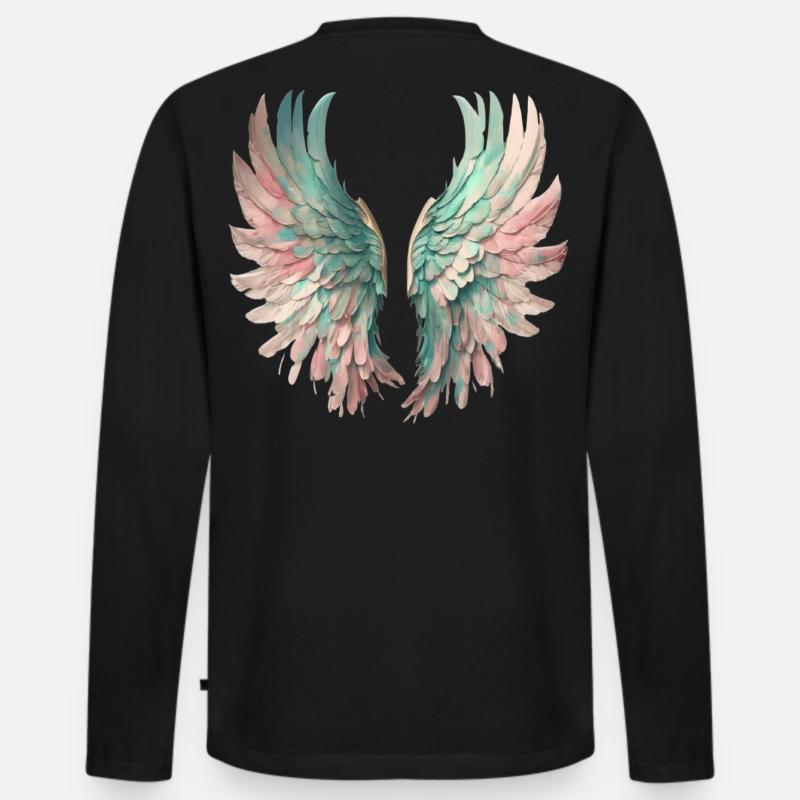 Ätherische Pastellflügel - Männer Premium Bio Langarmshirt - Schwarz