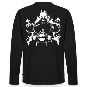 Skull Biker Flame Moto - T-shirt manches longues Premium bio Homme - noir - Dos - Nico (187cm)