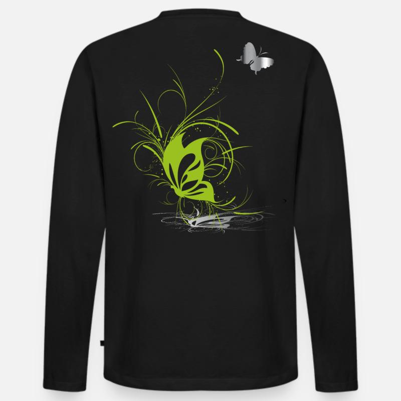 Schmetterling Butterfly Frühling - Männer Premium Bio Langarmshirt - Schwarz