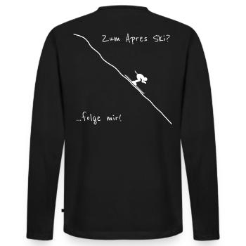 apres ski folge mir schifahren winter schiurlaub - Männer Premium Bio Langarmshirt - Schwarz - Hinten - Nico (187cm)