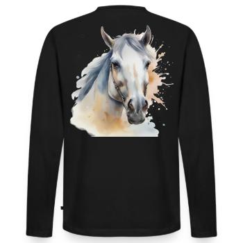 Horse Head Horse Horse Horse Horse Stallion - Men's Premium Organic Long Sleeve Shirt - black - Back - Nico (187cm)
