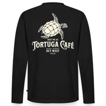 Tortuga Kaffee Key West Stil Illustration - Männer Premium Bio Langarmshirt - Schwarz - Hinten - Nico (187cm)