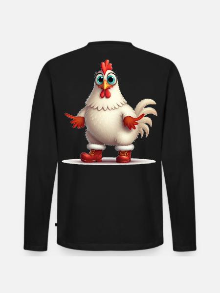 Poule fougueuse avec bottes - T-shirt manches longues Premium bio Homme - noir