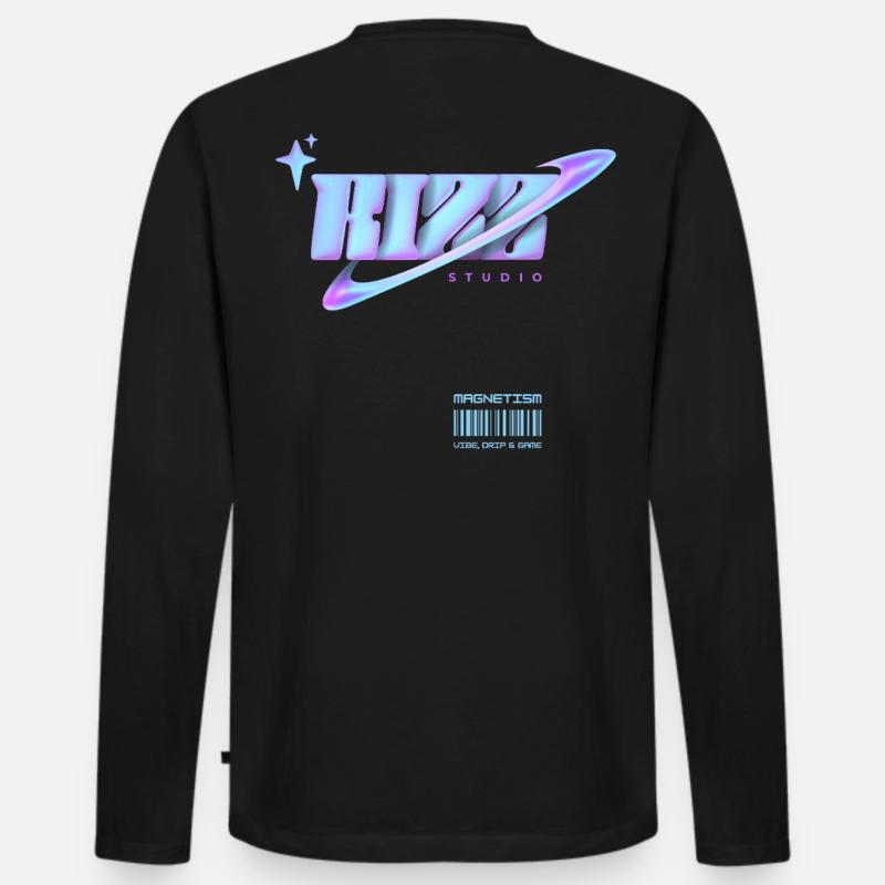 Rizz Studio Galaxy Look - Männer Premium Bio Langarmshirt - Schwarz