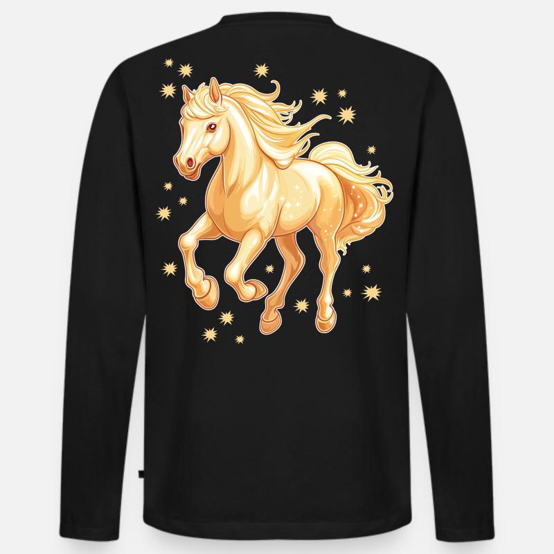 Pferd mit Sternen - Männer Premium Bio Langarmshirt - Schwarz
