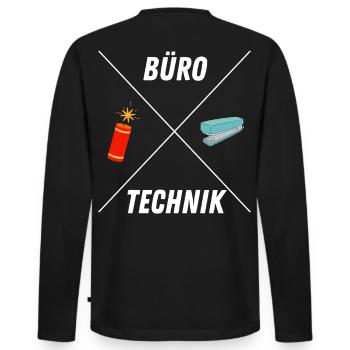 BUROTECHNIK - Männer Premium Bio Langarmshirt - Schwarz - Hinten - Nico (187cm)