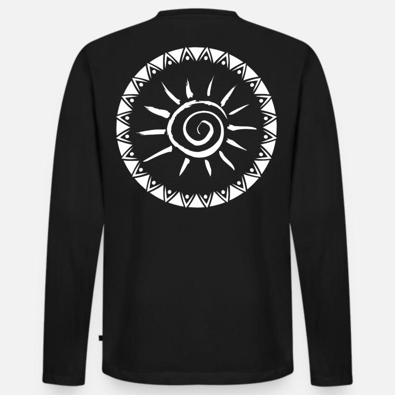 Geometrisches Sunburst Mandala Design - Männer Premium Bio Langarmshirt - Schwarz