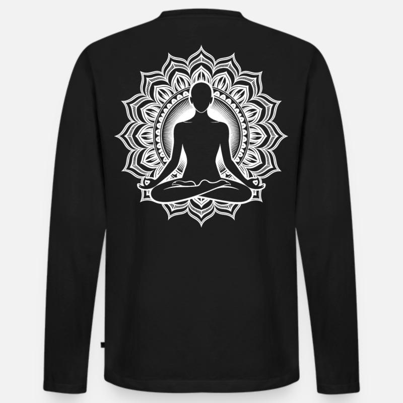Meditation Chakra - Männer Premium Bio Langarmshirt - Schwarz