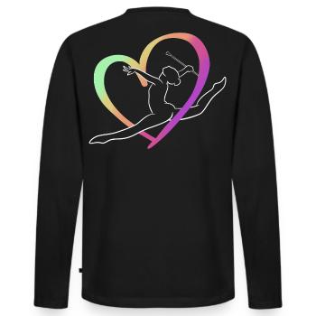 Großer mehrfarbiger Herzwurf - Männer Premium Bio Langarmshirt - Schwarz - Hinten - Nico (187cm)