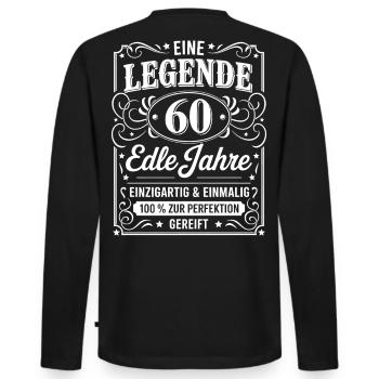 60e anniversaire Une légende 60 Noble Années Cadeau - T-shirt manches longues Premium bio Homme - noir - Dos - Nico (187cm)