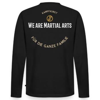 We Are Martial Arts Family - Men's Premium Organic Long Sleeve Shirt - black - Back - Nico (187cm)