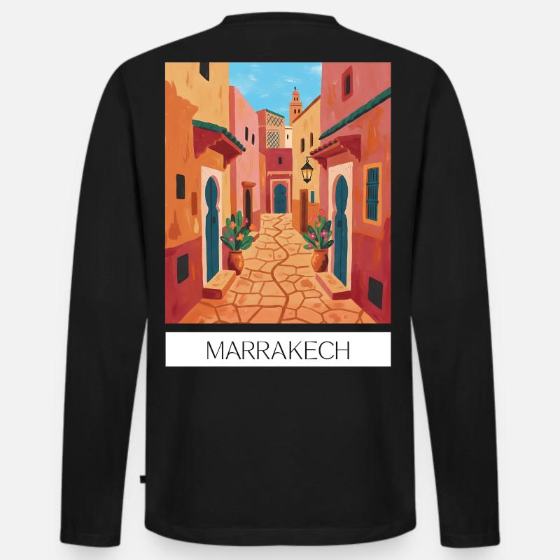 Marrakesch Farbenzauber - Männer Premium Bio Langarmshirt - Schwarz