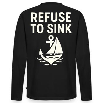 Refuse to Sink – Maritime Typo Meer Segeln Boot - Männer Premium Bio Langarmshirt - Schwarz - Hinten - Nico (187cm)