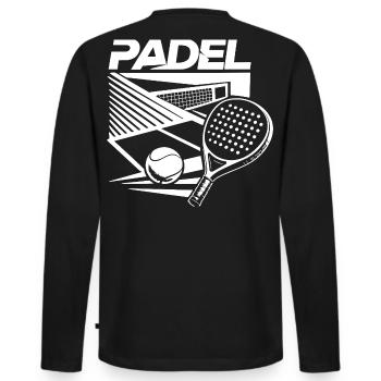 Padel Court & Racket – Design Sport White - Men's Premium Organic Long Sleeve Shirt - black - Back - Nico (187cm)