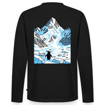 Penguin Glacier Trail - Men's Premium Organic Long Sleeve Shirt - black - Back - Nico (187cm)